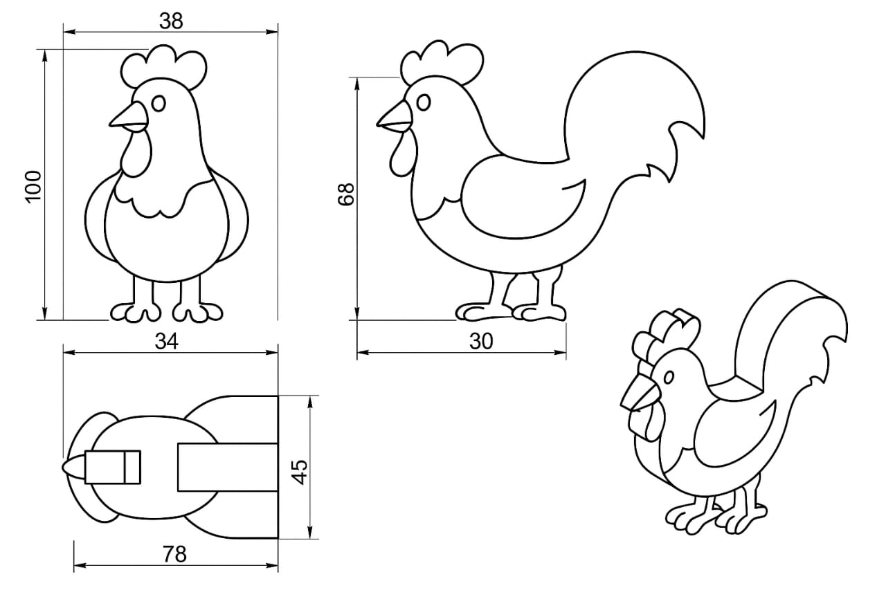 Чертеж петуха